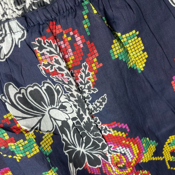 Jasmine Womens Boho Navy Floral Pixel-Print Smocked Mini Skirt Size Small NWT - Picture 4 of 12